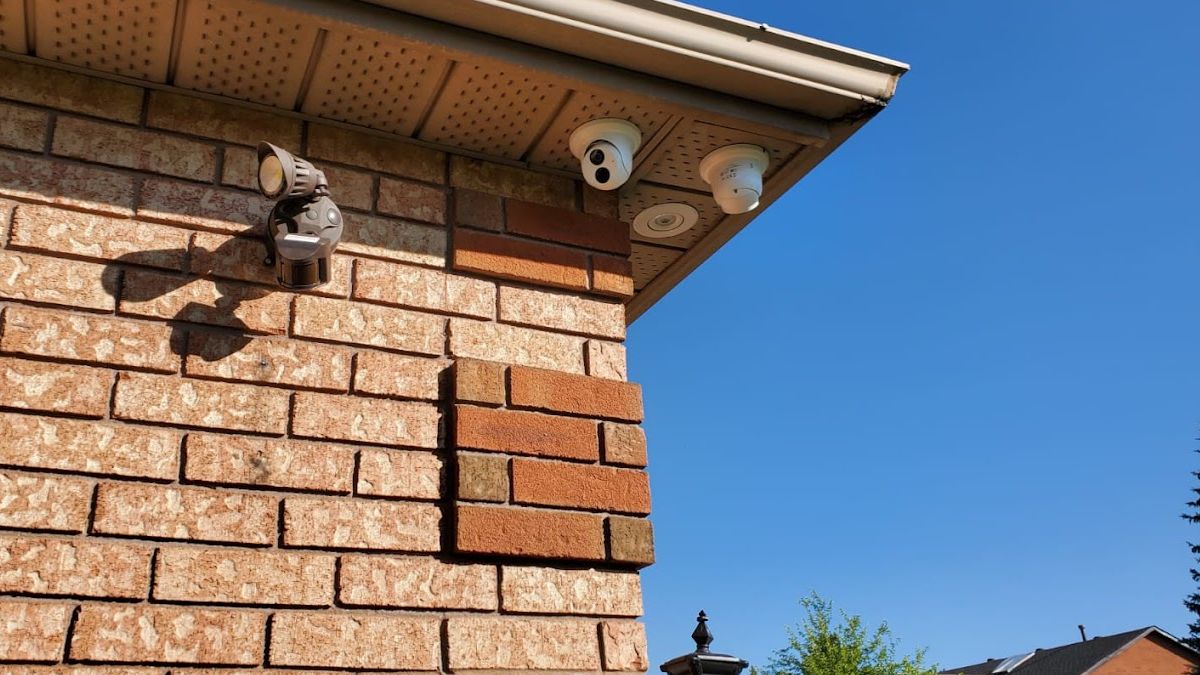 Professional CCTV security cameras installed in Niagara commercial building for surveillance